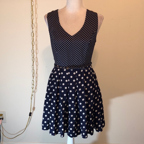 Charming Charlie mixed print polka dot sleeveless cutout mini dress - Picture 2 of 7